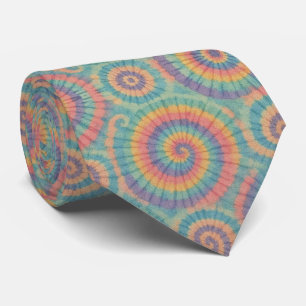 Cravate Motif Tie-Dye Psychédélique Pastel