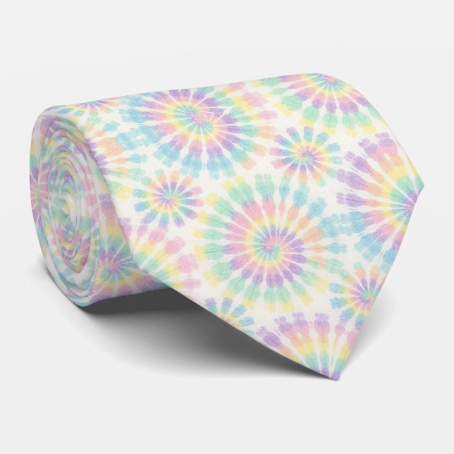 Cravate Motif Tie-Dye Psychédélique Pastel (Roulé)