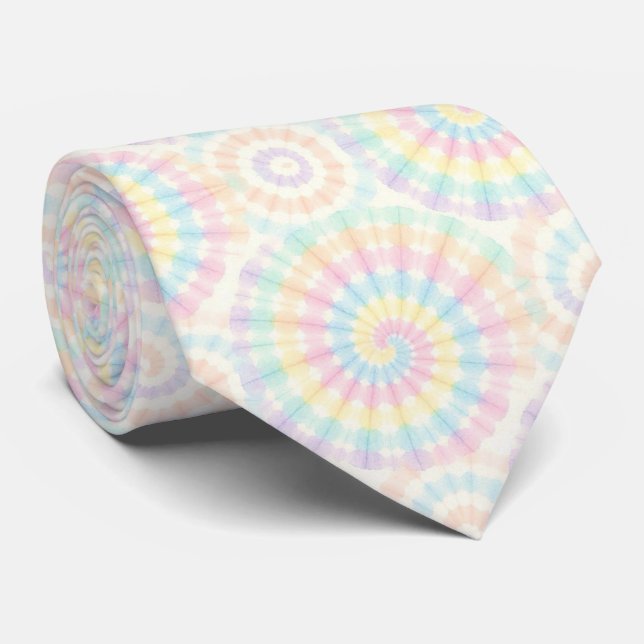 Cravate Motif Tie-Dye Psychédélique Pastel (Roulé)
