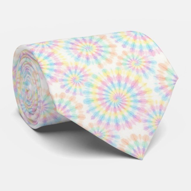 Cravate Motif Tie-Dye Psychédélique Pastel (Roulé)