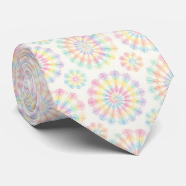 Cravate Motif Tie-Dye Psychédélique Pastel (Roulé)