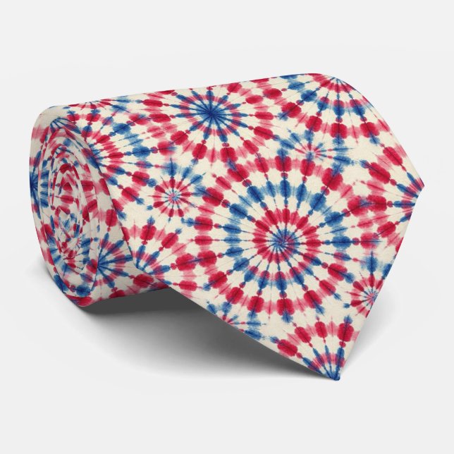 Cravate Motif Tie-Dye Psychedélique Patriotique (Roulé)