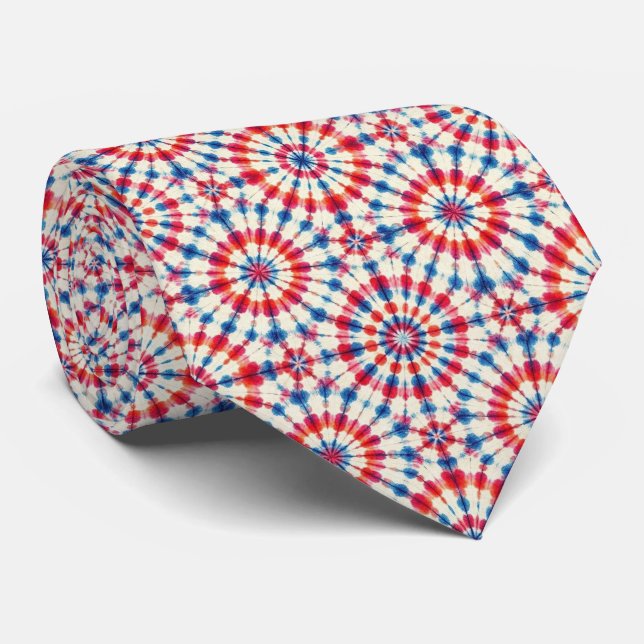 Cravate Motif Tie-Dye Psychedelique Patriotique (Roulé)