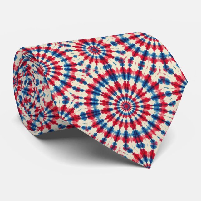 Cravate Motif Tie-Dye Psychedélique Patriotique (Roulé)