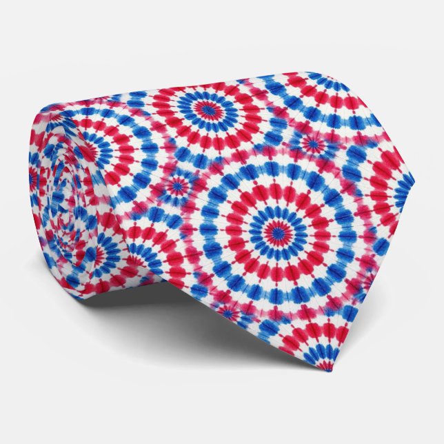 Cravate Motif Tie-Dye Psychedélique Patriotique (Roulé)