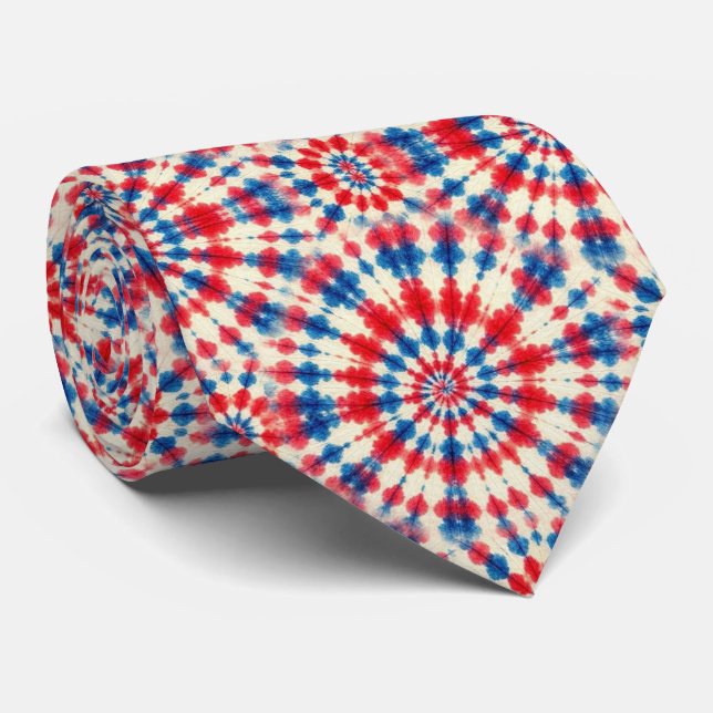 Cravate Motif Tie-Dye Psychedelique Patriotique (Roulé)