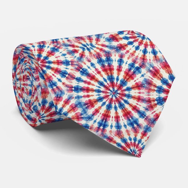 Cravate Motif Tie-Dye Psychedelique Patriotique (Roulé)