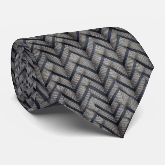 Cravate Motif Tissé en Chevron Classique (Roulé)