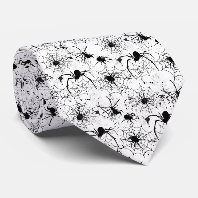 Cravate Motif Toile d'araignée Halloween  (Roulé)