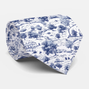 Cravate Motif Toile de Campagne Bleu Rustique