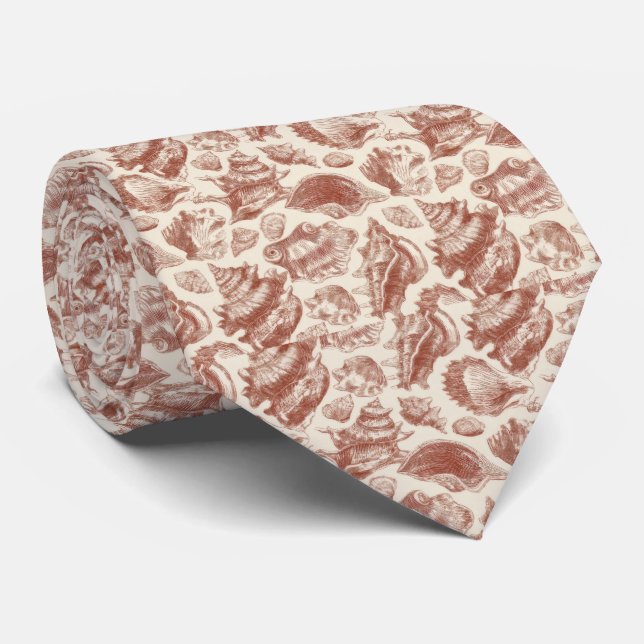 Cravate Motif Toile de Coquillage Vintage (4) (Roulé)
