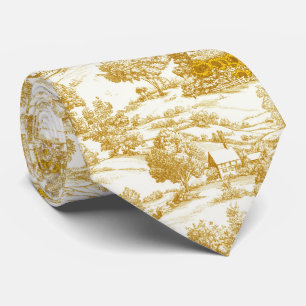 Cravate Motif Toile de Ferme Fleur de Tournesol Doré Rusti