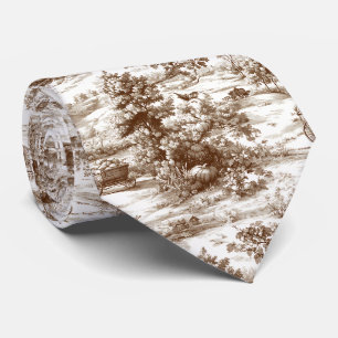 Cravate Motif Toile de la Récolte Sépia Vintage Campagne
