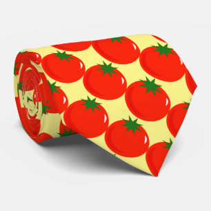 Cravate Motif tomate rouge sur jaune