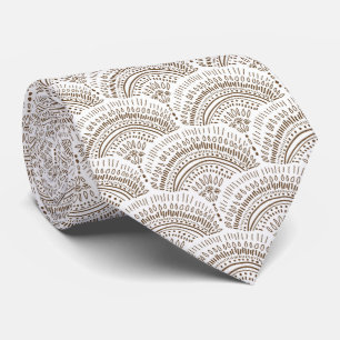 Cravate Motif traditionnel ethnique africain blanc marron