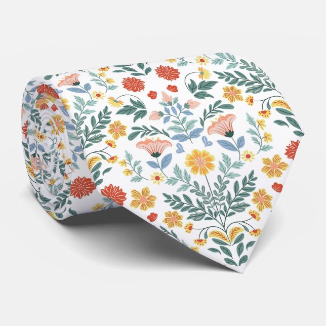 Cravate Motif Traditionnel Scandinave d'Art Populaire (Roulé)