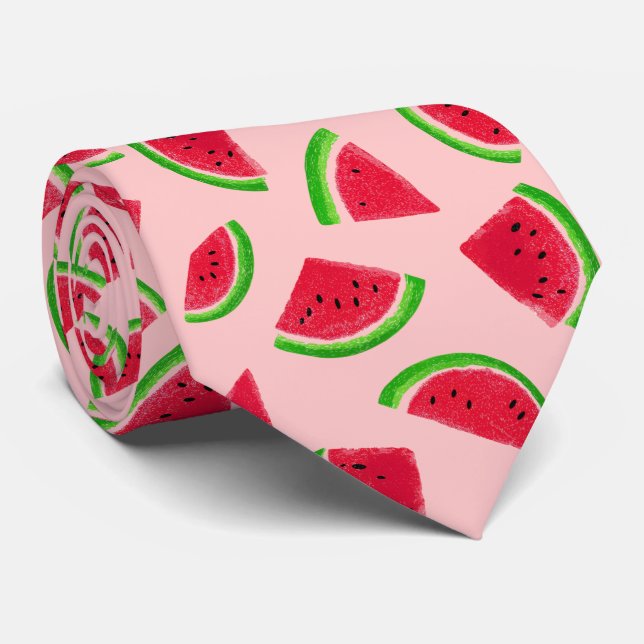 Cravate Motif Tranche de Pastèque (Roulé)