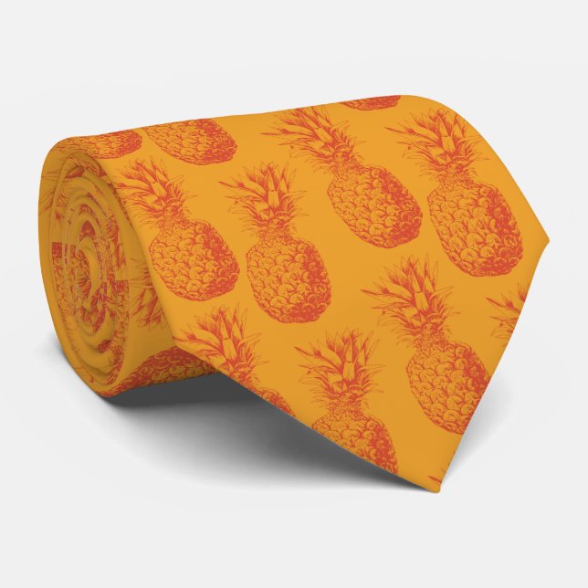 Cravate Motif transparent avec ananas (Roulé)