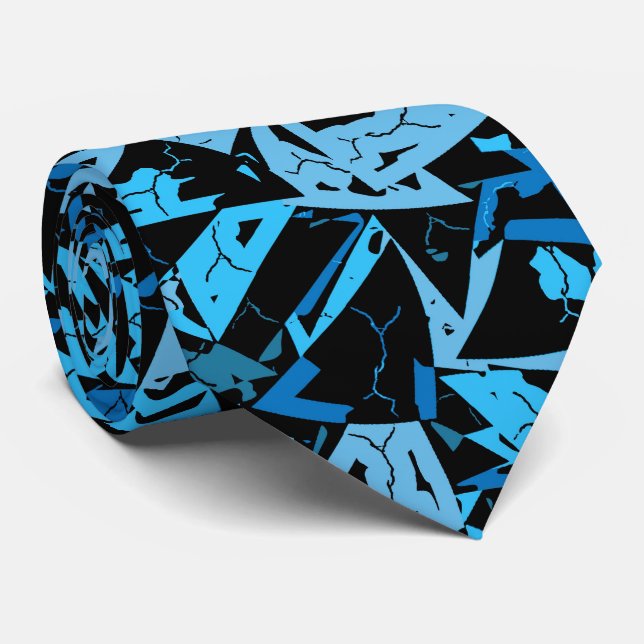 Cravate Motif Triangle Noir Bleu (Roulé)