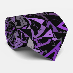 Cravate Motif Triangle Noir Violet