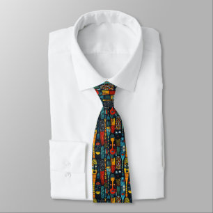 Cravate Motif tribal africain avec idoles.