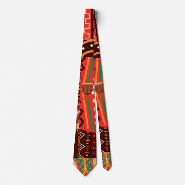 Cravate Motif tribal Afrocentrique Kente mariage africain (Devant)