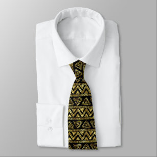 Cravate Motif tribal géométrique Gold et Black