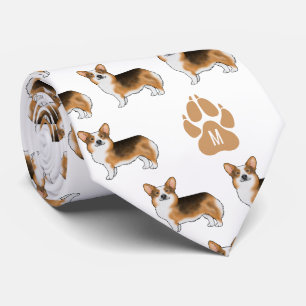Cravate Motif Tricolore Pembroke Welsh Corgi à tête rousse