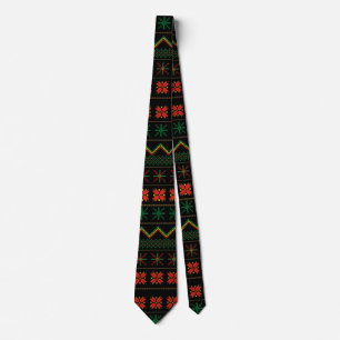Cravate Motif tricot Pixel Vert-Jaune-Rouge