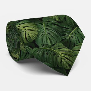 Cravate Motif Tropical à Feuille de Monstera