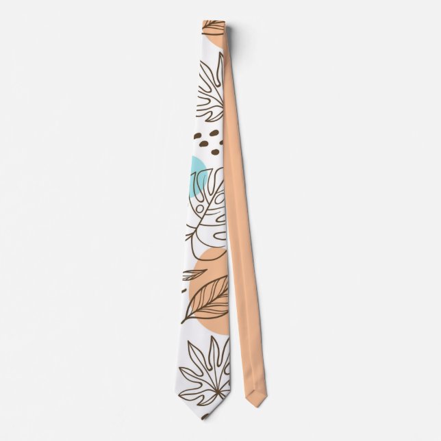 Cravate Motif tropical d'été dessiné à la main (Devant)