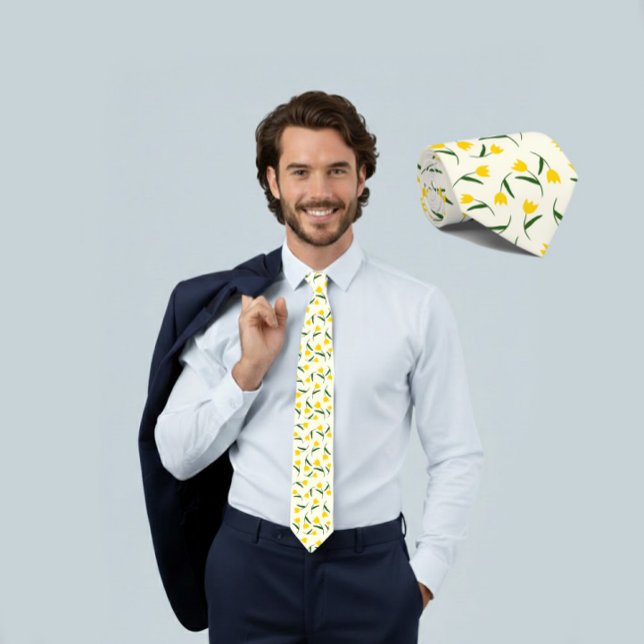 Cravate Motif Tulipe Jaune  (Créateur téléchargé)