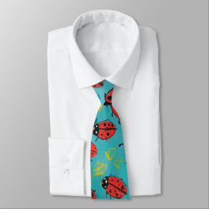 Cravate Motif Turquoise et rouge Ladybug