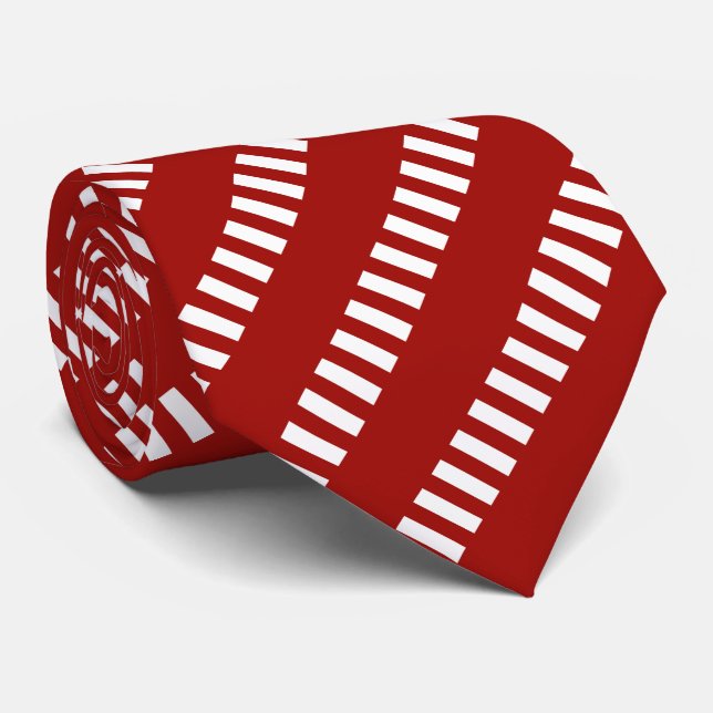 Cravate Motif unique rouge et blanc (Roulé)