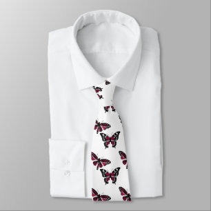 Cravate Motif Vector de papillons noirs et roses