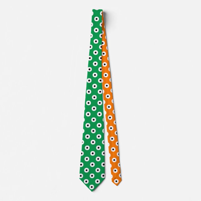 Cravate Motif vert blanc orange Polka (Devant)