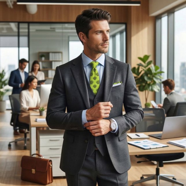 Cravate Motif vert d'Oscar le Grouch (Generated image of man wearing tie)