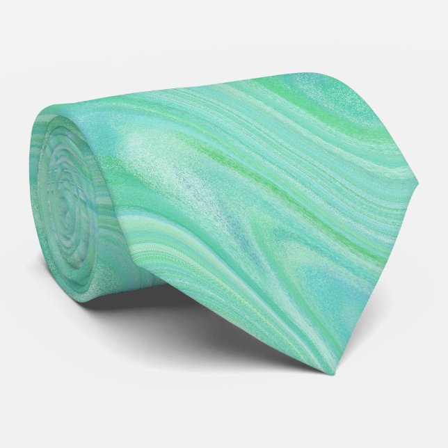 Cravate Motif Vert Marbré (Roulé)