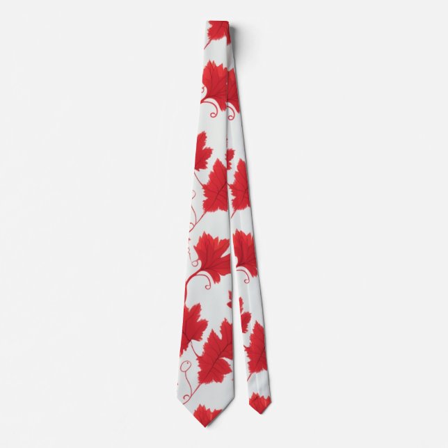Cravate Motif vibrant de feuille d'érable rouge (Devant)