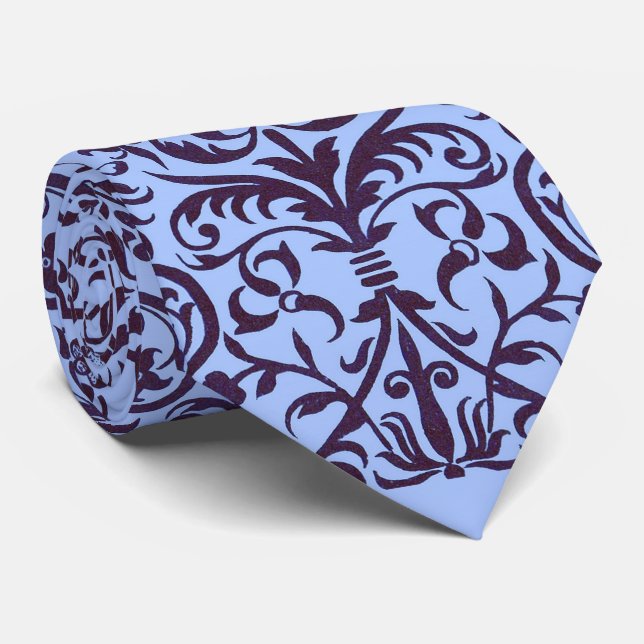Cravate Motif victorien bleu (Roulé)