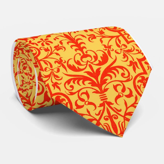 Cravate Motif victorien orange (Roulé)