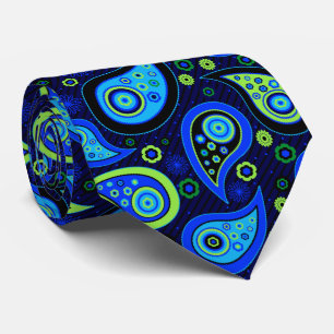 Cravate Motif vintage bleu vert élégant
