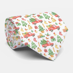 Cravate Motif Vintage de camion rouge Noël