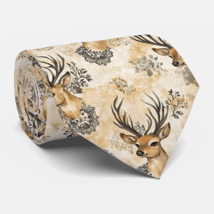 Cravate Motif vintage de faon et floral de la forêt (8)