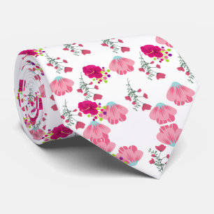 Cravate Motif vintage d'impression florale rose printemps