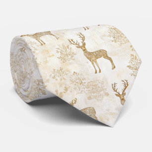 Cravate Motif vintage faon et floral de la forêt (4)