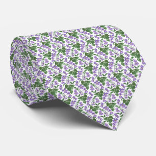 Cravate Motif violet, vert et blanc 'Sweet Violets'