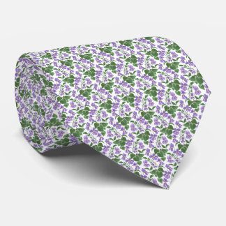 Cravate Motif violet, vert et blanc 'Sweet Violets'