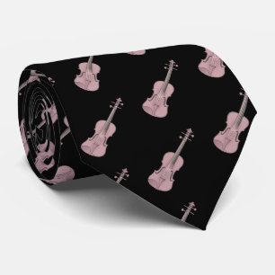 Cravate Motif violon - rose et noir