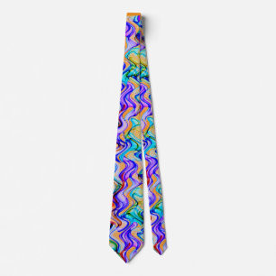Cravate Motif zig zag ondulé multicolore cool